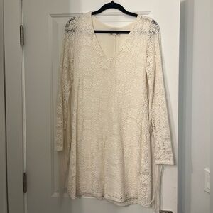Idyllwind Cream lace fringe mini dress